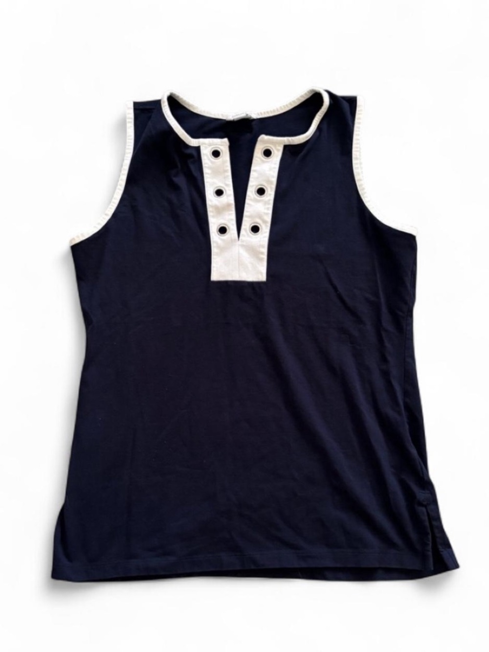 Nautica Preppy Navy V Neck Sailor Tank Size Medium